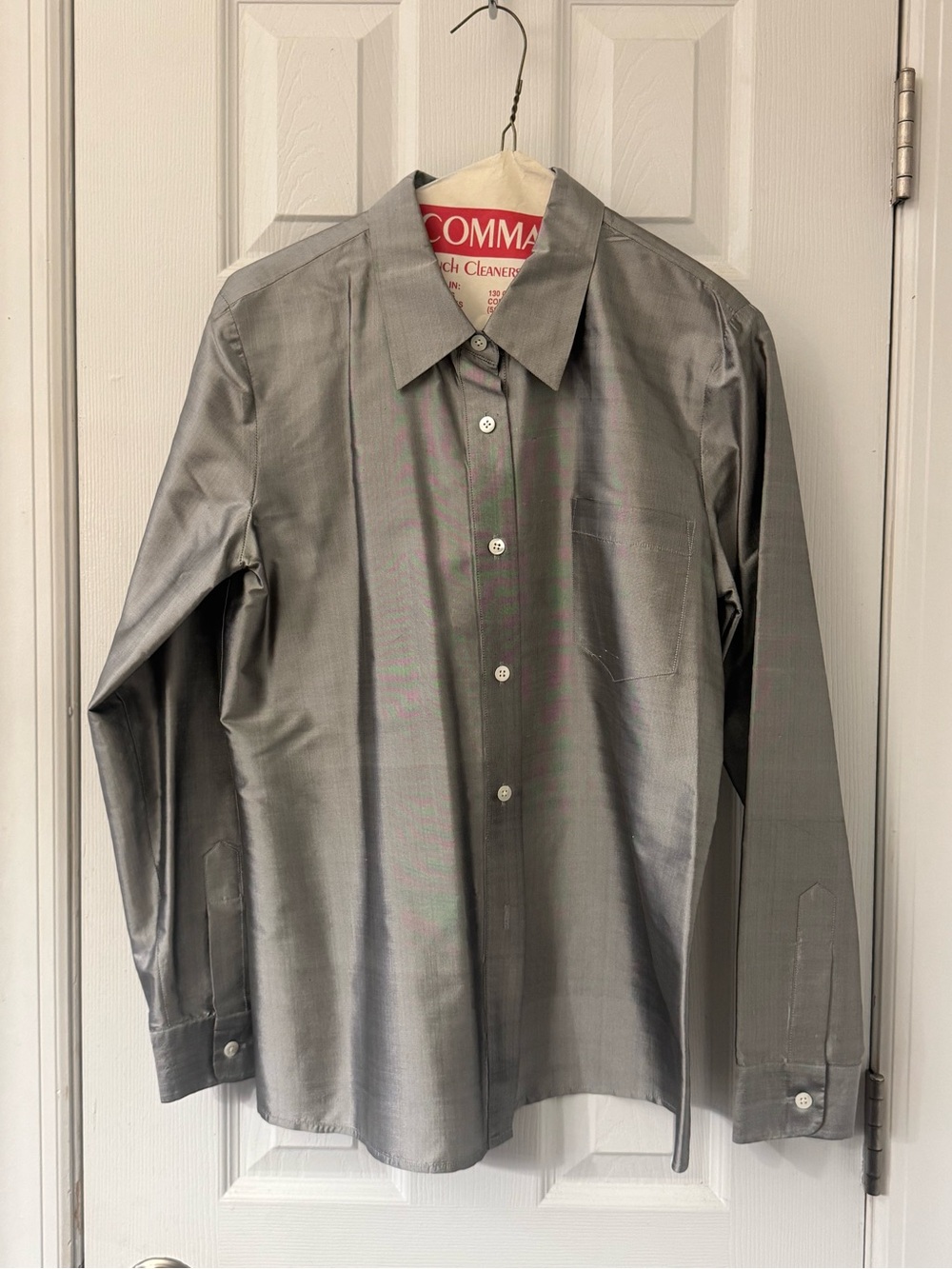 Dkny Metallic Gray Long-Sleeve Dress Shirt